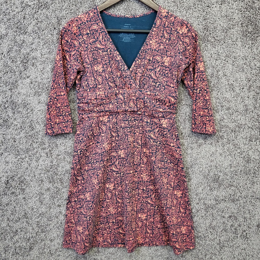 Patagonia Kamala Dress Womens S Pink Blue Floral Organic Cotton Mini
